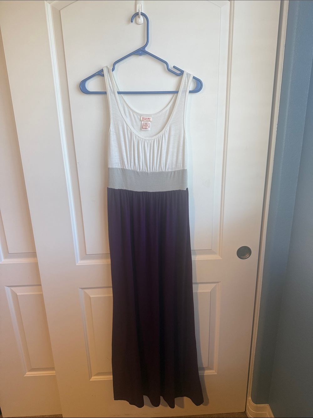 Mossimo Supply Co. White, Gray & Dark Purple Maxi Dress